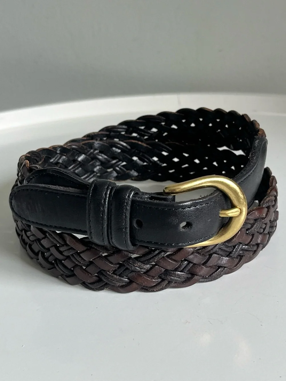 Vintage COACH Black Belt 3850 Woven Leather Braided 36